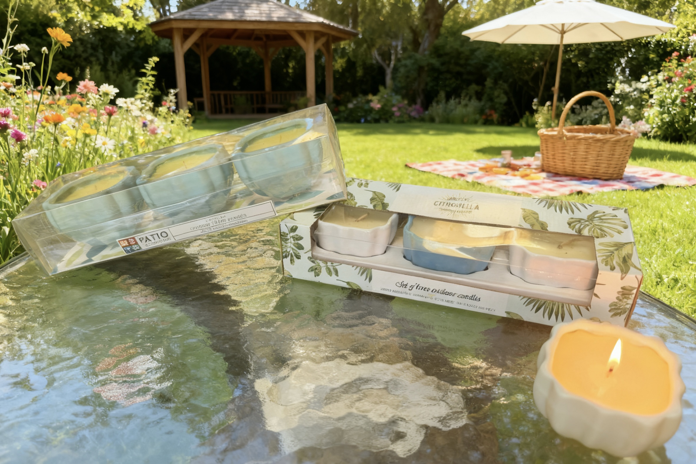 3pk Glazed Ceramic Pot  Filled Candles-3